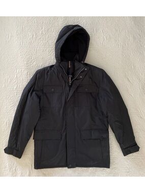 London FOG Men's 2 in 1 Winter Coat Jacket Sz S Black Removable Hood